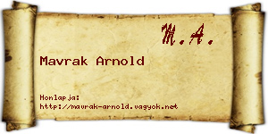 Mavrak Arnold névjegykártya